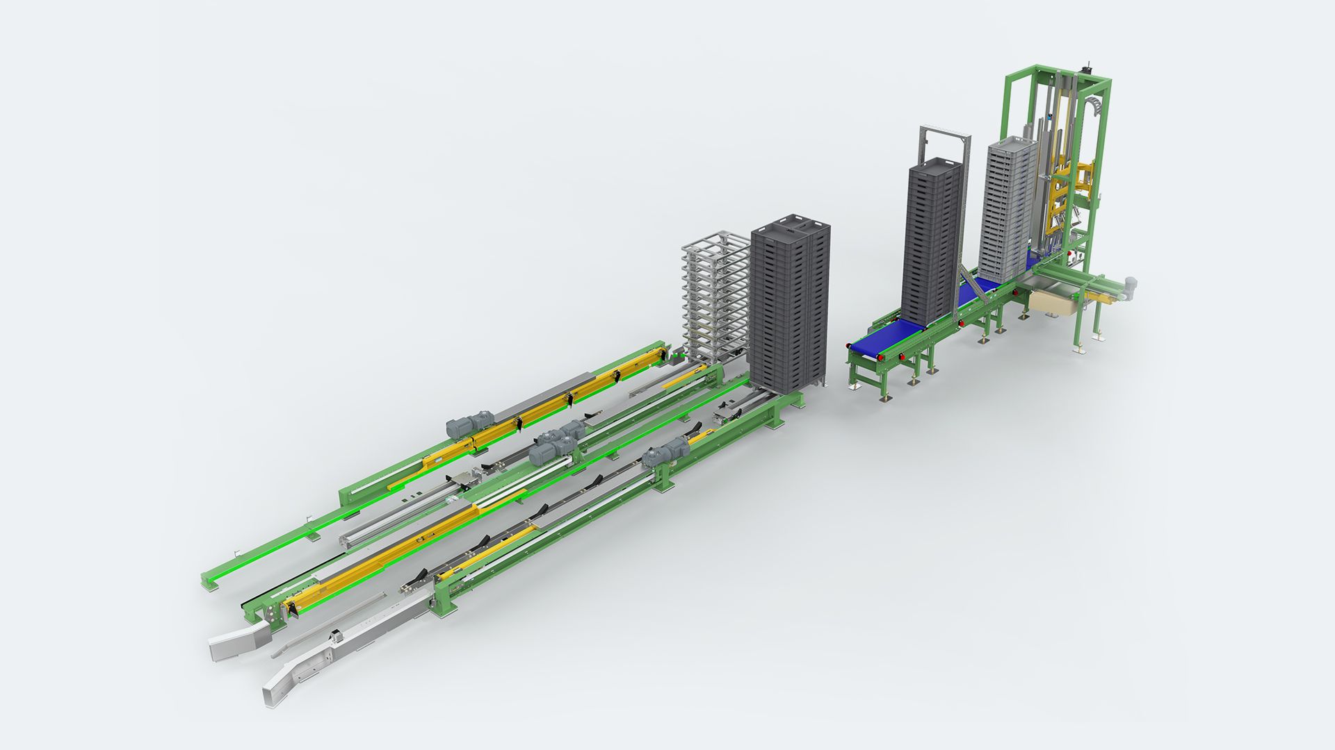 Dolly transport and crate tray in refrigerated warehouse